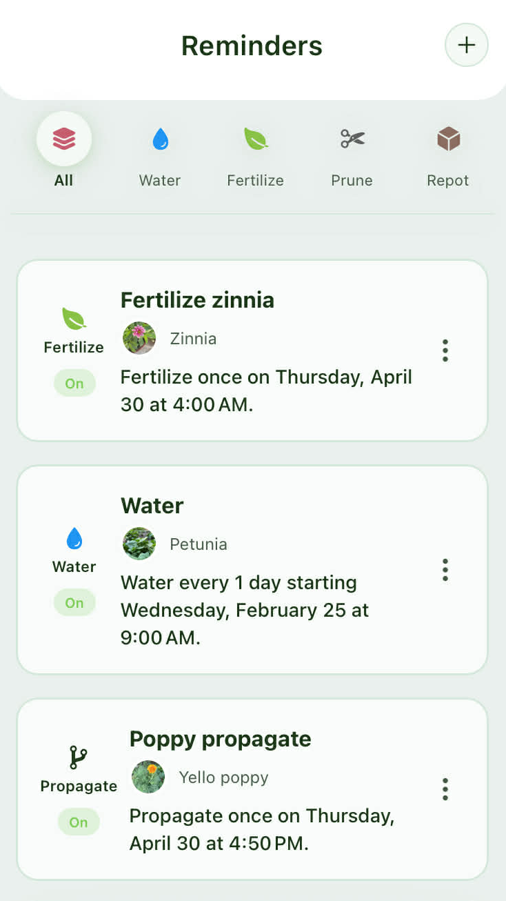 Reminder screen preview